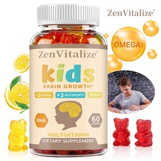 어린이 브레인젤리 - 오메가-3 DHA + 멀티비타민 - 기억력과 집중력 향상, 1개, 60회분