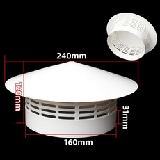 흰색 PVC 환기 레인 캡 75/110/160/200mm 지붕 그릴 원형 덕트 커버 스토브 파이프 보호, 02 160mm