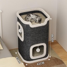 고양이 하우스 집사선물 반려묘 의자겸용 원목 체어, 1개, 대형사각이층10kg