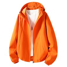 休閒立領防風防水外套 - 男士戶外寬鬆長袖連帽夾克 (2026新款), XL, 橙色