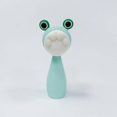 梅子醬貓爪洗臉刷(送收納盒) 潔面洗臉刷 創意軟毛刷 3D洗臉刷 小巧可愛清潔刷, 1個, 綠色（耳朵已粘好）,送收纳盒