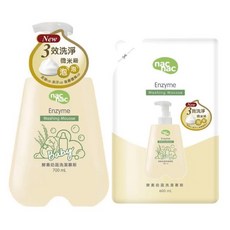 nac nac 酵素奶瓶蔬果洗潔慕斯 (罐裝700ml+補充包600ml) 奶瓶清潔劑, 1個, 1.3L