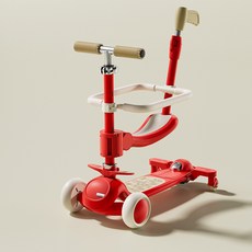 DFMEI 兒童新款五合一滑板車多功能滑滑溜溜車1-7歲男女孩玩具車米高車, 1個, 紅+音樂燈光+悍馬閃光輪+頂配五合一+車筐包包