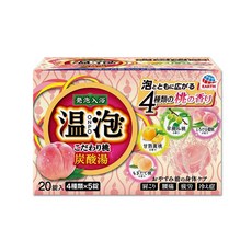 日本Earth地球製藥溫泡ONPO入浴劑20錠/盒(4種香味 美肌風呂泡澡球 柔膚精油舒壓), 白桃(粉), 1個, 45g