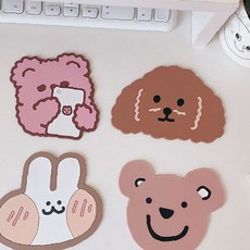 컵받침 캐릭터 귀여운 보호 동물 디자인 인테리어 소품 테이블 실리콘 홈카페, 1개, 푸들