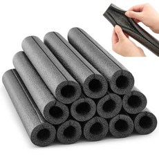 Amylove 12피스 30.5cm(1피트) 폼 파이프 단열 튜브 워터 수영장 수영 국수 프리 슬릿 열 보존 커버 야외 겨울 동결 방지(블랙 1.9cm(3/4인치))_1624, 1 ft X 3/4 Inch_162416, 12, 블랙_162416