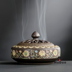 경태란 에나멜 역류 향로 창의적인 가정용 인테리어 향꽂이 복고풍 젠 스타일 향도 장식품, 3호 에나멜 향로(방화면 포함)