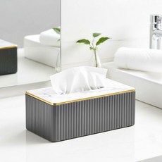 일상가 고급스러운 프리미엄 가죽 모던 심플 티슈 케이스 커버, 딥그레이