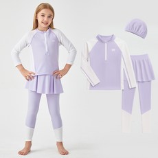 오르웨인 파스텔 아동 주니어 키즈 수영복 반집업 치마바지 여아 래쉬가드 상하세트