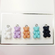 젤리곰 부재료 아크릴 초커 불투명 미니 팔찌 비즈 동물 마스크 보석 부자재 구슬 팬던트 스트랩 악세사리 키링 고리형 핸드폰줄 목걸이 구멍 DIY 재료 5개묶음