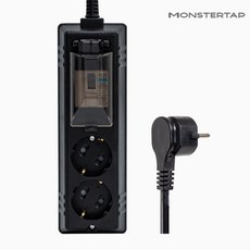 4000W 국산 고용량 과부하차단 누전차단 에어컨 건조기 세탁기 전용 슬림 납작 플러그 블랙, 1개, 배선차단 2구 블랙, 1.5m