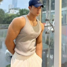 美式硬漢螺紋背心男打底汗衫修身無袖運動健身吸汗粗螺紋背心