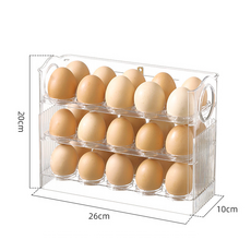 1+1 자동 오픈 투명 3단 계란 트레이 보관함 30구 2개