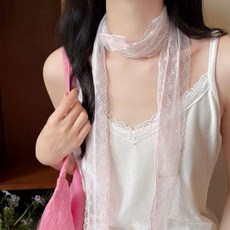 碎花蕾絲長條絲巾 女夏季薄款系脖小領巾