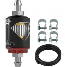 모카트 4인치 필터 키트 범용 금속 가솔린 인라인 8mm 모터사이클 ATV 더트 바이크 클래식 자전거 및 소형 엔진용 글래스, Black and Red