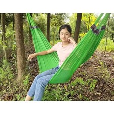 아이스 실크 해먹 휴대용 야외 마당 통기성 모기 방지 내구성 스윙 의자 정원 넘어짐 디자인 클램프 유리 섬유 폴, 3. 무봉제 그린 + 묶음 끈 2개 + 수납 가방