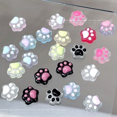 네일 고양이 핑크젤리 발바닥 파츠세트 데코덴 키캡 셀프네일아트, 1개, 고양이 핑크 발바닥 20개 파츠세트 혼합