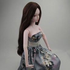 臺灣熱銷 3/1 bjd假髮夜蘿莉娃娃假髮頭套 sd球型公仔頭套高溫絲編髮加厚毛, 深棕中分捲髮, 1個