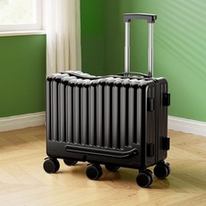 20인치 어린이용 여행 가방 탑승형 트롤리 케이스 조합 자물쇠 케이스 지퍼 휴대용 케, 엘프 블랙 스탠다드 버전 (공장 직배송)