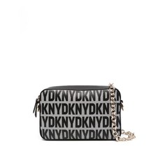 DKNY 사라 로고 프린트 가죽 크로스 백