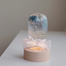 DAY OFF 水母瓶 藍色繡球花玻璃裝飾, 浮游花+底座燈