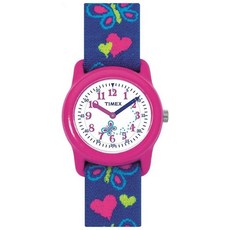 TIMEX 아동용 타임 머신 플로럴 엘라스틱 패브릭 손목시계 29mm