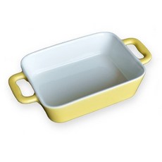 粉彩陶瓷雙耳烤盤 長方形大號 (黃色), 1個