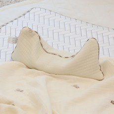 화모베이비 프리미엄 거즈자수 일체형 좁쌀베개, 1개, 곰이