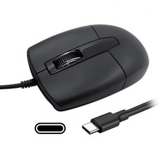 USB C 유선 마우스 Type 광 휴대성 조용함 편안함 노트북 Mac MacBook Android PC용, WiredBlack