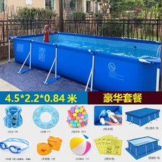 대형튜브 수영장 야외 간이 펜션 튜브 에어 바운스, 4.5m x 2.2m x 0.84m 럭셔리, 1개