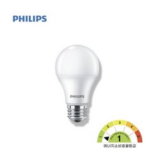 필립스 LED 벌브 8W 에너지효율 1등급 전구 주광색 전구색 프리볼트 시력보호, 1개