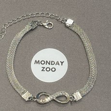 MONDAY ZOO 鑲鑽金屬手鏈腳鏈 時尚百搭 精緻鑲鑽設計 提升個人魅力, 1個, 4.銀色無限鑲鑽手鏈/可當腳鏈