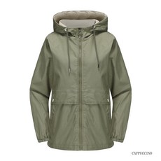 Yellwell 후드 달린 단색 트렌치 코트 여성용 긴 소매 봄가을 외투 DJP