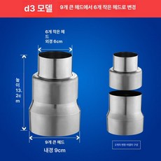 배기관 변환 조인트 화목난로 배관 연통 소형로 대형로 어댑터, 9 대형 헤드에서 6 소형 헤드로 변환, 기본 색상