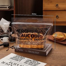 吐司切片麵包包裝袋 透明自封密封手提餅乾袋, 1個, 50個裝（試用裝）,黑色貓咪英文款（小號）