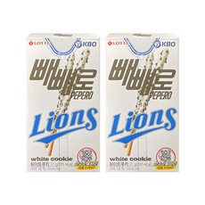 롯데 KBO 빼빼로 화이트쿠키 삼성 라이온즈, 37g, 2개
