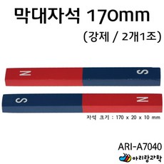 2개입 NS 빨파 17cm 과학실험 교재용 알니코 막대자석 학교 유도 실험도구 수업초등 어린이