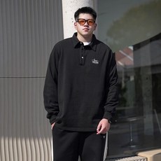 THPGER 男士長袖POLO衫 寬鬆休閒翻領上衣 8XL 大尺碼