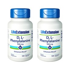 LIFE EXTENSION D&L苯丙氨酸素食膠囊 500mg, 100顆, 2罐