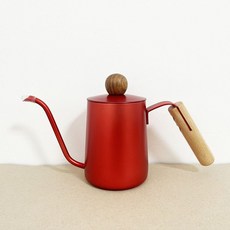 臺灣*出貨 清倉款手衝咖啡壺掛耳咖啡手衝壺不鏽鋼長嘴壺細嘴壺專業實木手柄, （微瑕疵）紅色350ml-帶蓋子, 1個
