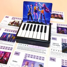 迷你琴鍵日曆，獨特音樂桌面擺飾，輕巧電子琴設計，增添生活樂趣, KPOP黑色MINI燈光小鋼琴, 1個