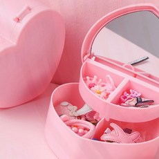 악세사리 보관함 하트 보석함 반지 목걸이 귀걸이 정리함 악세사리함 쥬얼리, 1개, 핑크