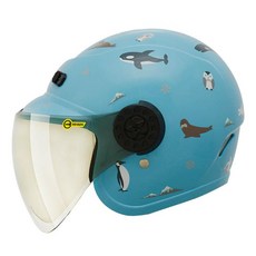 【L2來來】THH 飛馬 FH 220 兒童安全帽 北極圈小夥伴 便利金屬扣 內襯可拆洗, 粉藍,YM, 1個