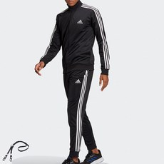 adidas 愛迪達 LOGO刺繡線條設計長袖運動外套+運動長褲+扣環掛繩