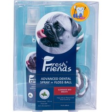 Fresh Friends好口氣寵物貓狗潔牙水330ml，免刷牙寵物潔牙飲用水，貓狗適用, 1個, 口腔噴劑120ml(附潔牙棉球)-薄荷, 330ml