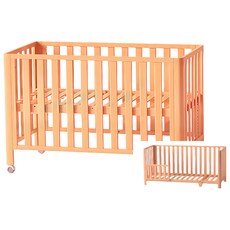 木製多功能成長型嬰兒床, 140*56內徑原木無漆, 原木色