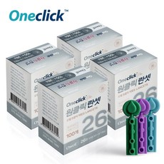오웰 원클릭 사혈 채혈침 일회용 수동랜싯 26G, 100개입, 4개
