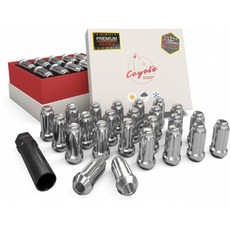 휠 액세서리 부품 프리미엄 스플라인 러그 너트 2년 보증 60개 M14x1.5 14x1.5 나사선 2.00인치 길이 크롬 6 헥스 쉐보레 실버라도 포드 F 시리즈 GMC 시에라, 24 Pack, Silverado Ram 1500 Ford F-150, Chrome