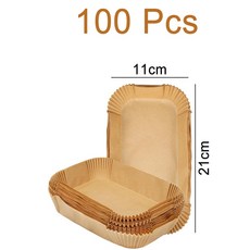 대형 직사각형 에어 프라이어 일회용 종이 라이너 비 스틱 31cm 오븐 양피지 베이킹 요리 바구니, 100 Pcs 21x11cm