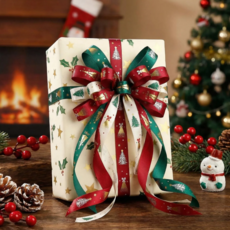 DUGN 크리스마스 성탄절 선물 포장 리본, 소나무 그린 1.6cm 25YD, 1개